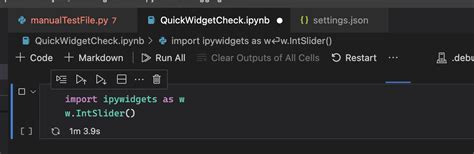 Create: New Jupyter Notebook. . Ipywidgets not displaying vscode